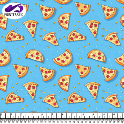 Slices of Pizza on Blue Background Pattern
