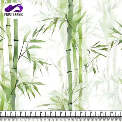 Bamboo Tree Pattern with Green Leaves