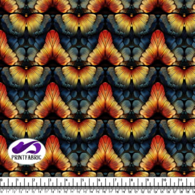 Motif d'Ailes de Papillon en Orange, Jaune et Bleu