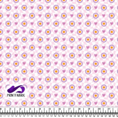 Groovy Pattern with flower and heart in cool pastel colors