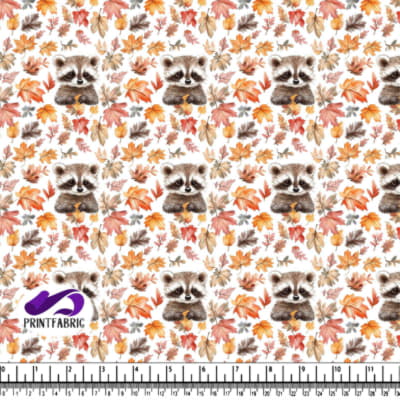 Raccoon with Autumn Leaves