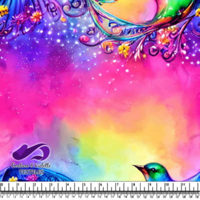 Oiseaux Colorés et Papillons sur un Fond Éclatant