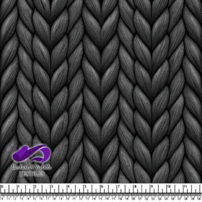 Black chunky knit texture fabric pattern
