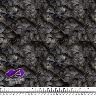 Dark cracked bark and tangled branches