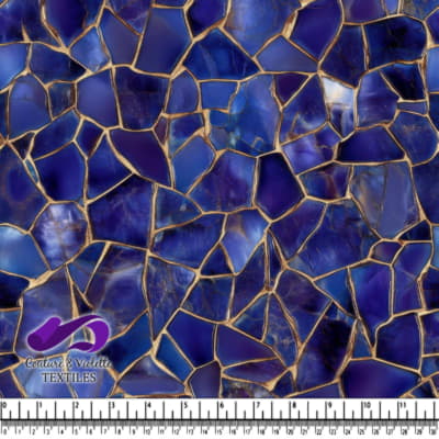 Motif de pierre naturelle en agate bleue avec des veines dorées