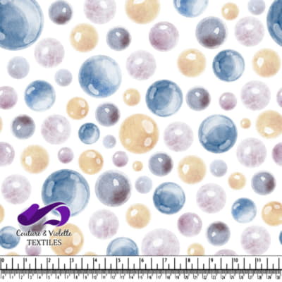 Watercolor blue purple and beige bubbles