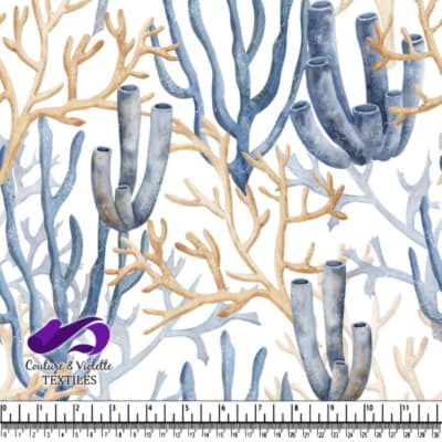 Imprimé corail bleu et beige