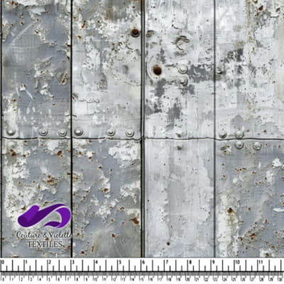 Metal surface with rust spots and rivets panel