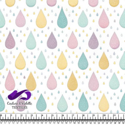 Motif de gouttes de pluie pastel sur fond blanc