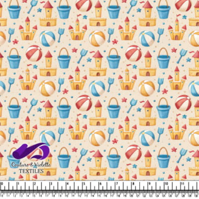 Beach Sandcastle Buckets and Balls Summer Pattern