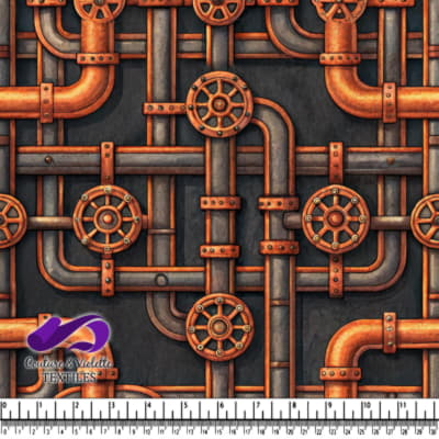 Arrière-plan de Motifs de Tuyaux et Vannes Industriels en Cuivre