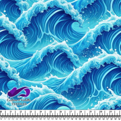 Vibrant Blue Ocean Waves Pattern Textile Design