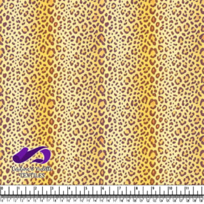 Yellow and brown leopard print textile fabric