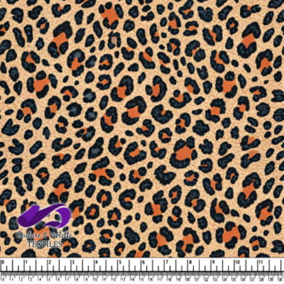 Leopard animal print fabric pattern with black and brown spots