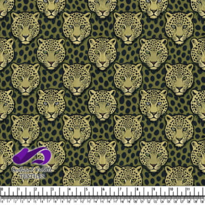 Têtes de léopard illustrées sur fond sombre à taches