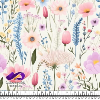 Motif délicat de fleurs sauvages pastel sur fond clair