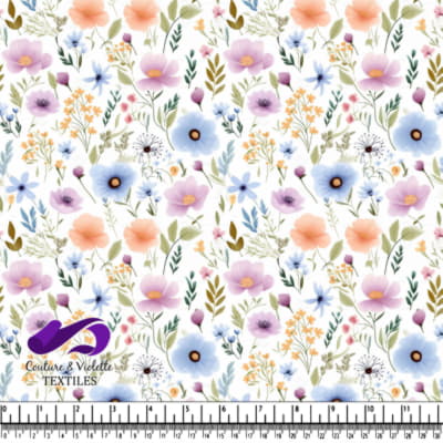 Motif floral pastel avec fleurs et feuilles vertes