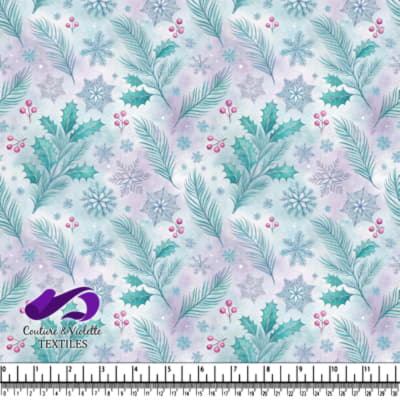 Motif de vacances d'hiver avec flocons de neige et baies de houx