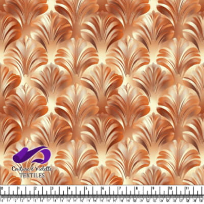 Élégant motif floral damassé en bronze et or