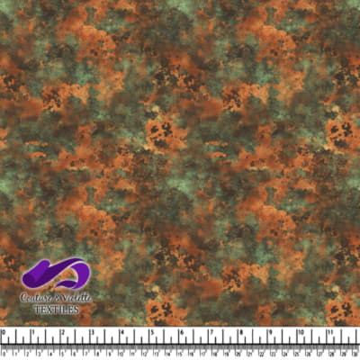 Motif camouflage abstrait en vert, marron et noir avec des détails texturés