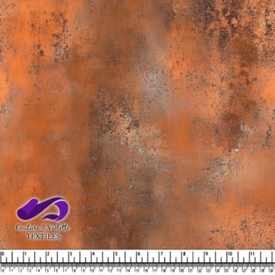 Tissu texturé rouille et patine dans des teintes orange et marron