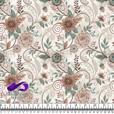 Vintage floral pattern with roses leaves and swirls