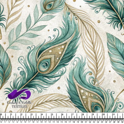 Motif élégant de plumes de paon teal et doré