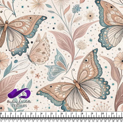 Motif floral délicat de papillons pastel sur fond clair