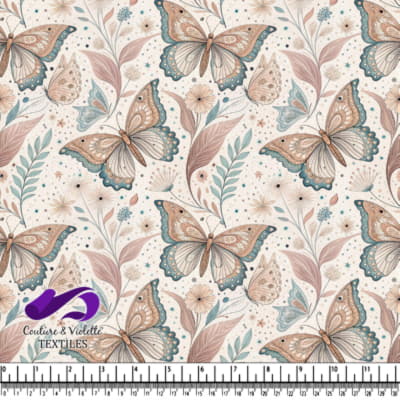 Motif floral délicat de papillons pastel sur fond clair