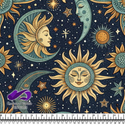 Motif céleste vintage avec soleil, lune et étoiles