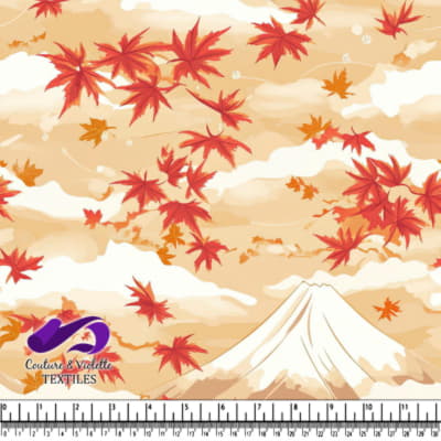 Autumn Maple Leaves Falling with mountain