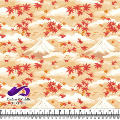 Autumn Maple Leaves Falling with mountain