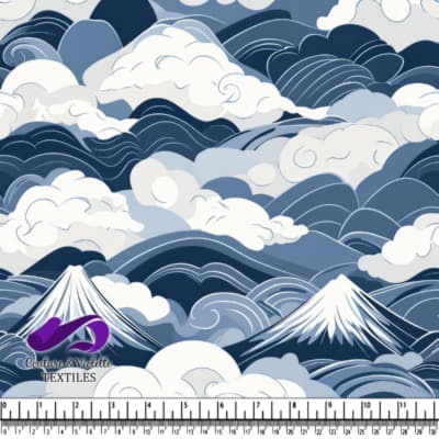 Abstract waves and clouds pattern in blue tones