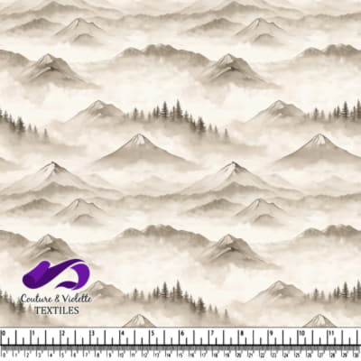 Paysage Mystique des Montagnes Brumeuses avec Pins