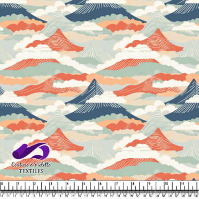 Colorful Abstract Mountain Landscape Textile Pattern