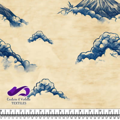 Motif Vintage de Nuages de Montagne Bleus