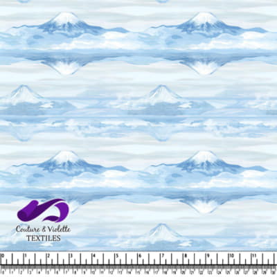 Paysage Montagnard Bleu Serein avec Motif de Réflexion