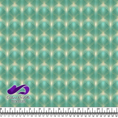 Art Deco Retro Pattern in Teal and Gold Tones