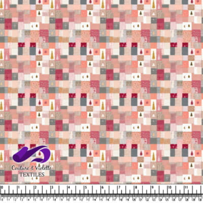 Pink and Gold Christmas Patchwork Fabric Pattern