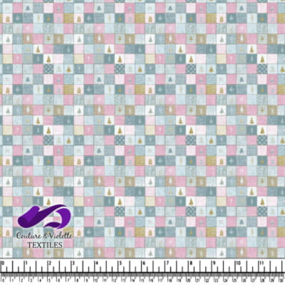 Patchwork Quilt Pattern with Christmas Tree Motifs