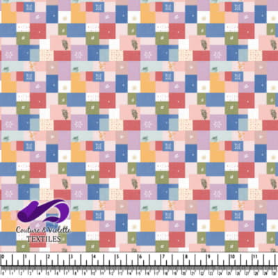 Motif de Couverture Patchwork Coloré avec Détails Floraux