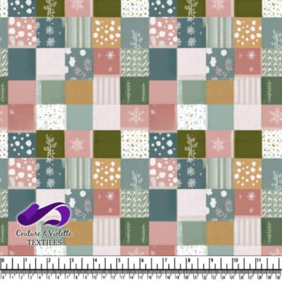 Motif de Patchwork Floral Vintage aux Douces Couleurs Pastel