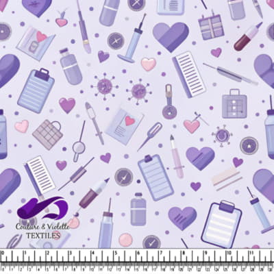 Medical and Healthcare Pattern with Purple and Pink Icons