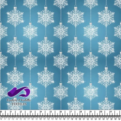 Winter Snowflake Ornament Pattern on Blue Background