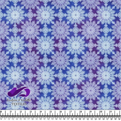 Blue and purple snowflake pattern textile design