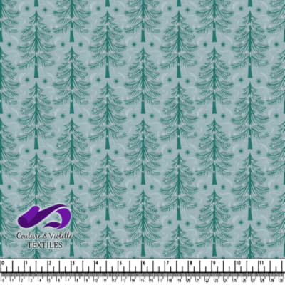 Motif de Sapin d'Hiver avec Flocons de Neige sur Fond Bleu