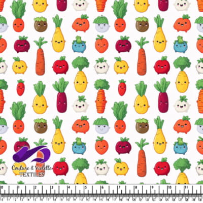 Mignon Motif de Légumes Kawaii sur Fond Blanc