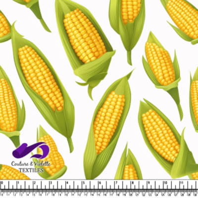 Épis de Maïs avec Feuilles Vertes sur Fond Blanc