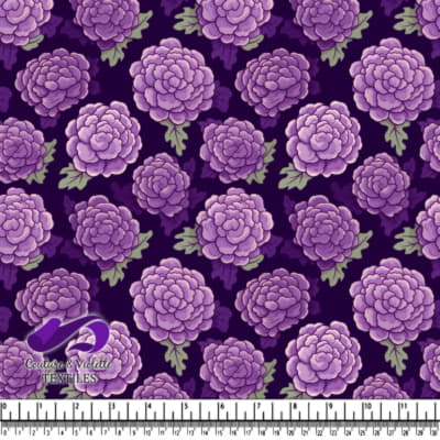 Purple Peony Flowers on Dark Purple Background Floral Pattern
