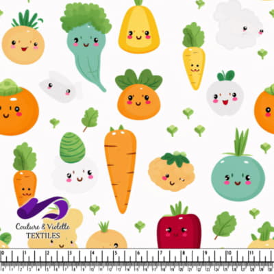 Cute Cartoon Vegetables Pattern with Smiling Faces on White Background